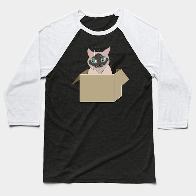 Cat in the box Baseball T-Shirt by Orangerinka